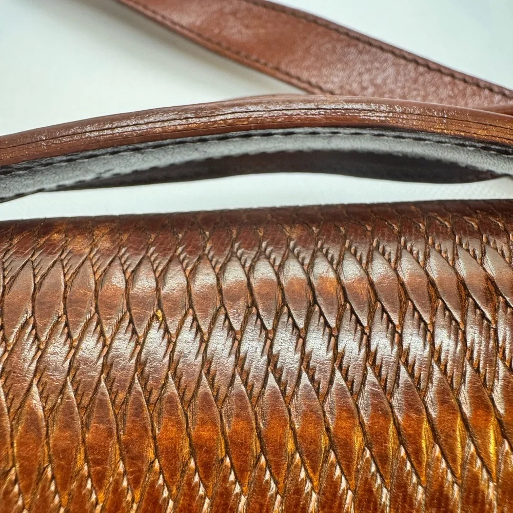 Bally Cognac Leather Document Bag with Gold Lock